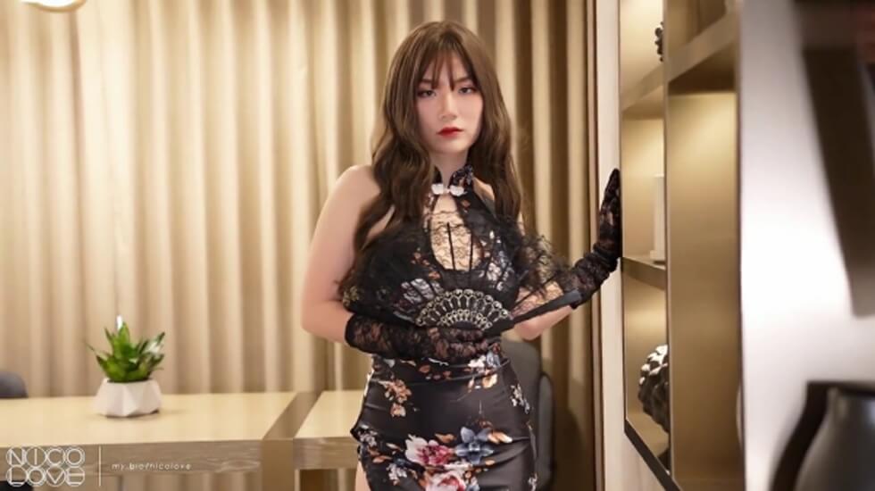 【妮可】NicoLove你梦中的亚洲女孩黑丝旗袍诱惑口交被爆操